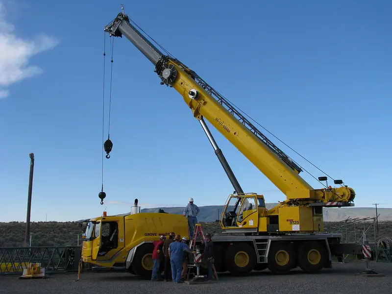 All-terrain crane rigged for a heavy industrial lift
